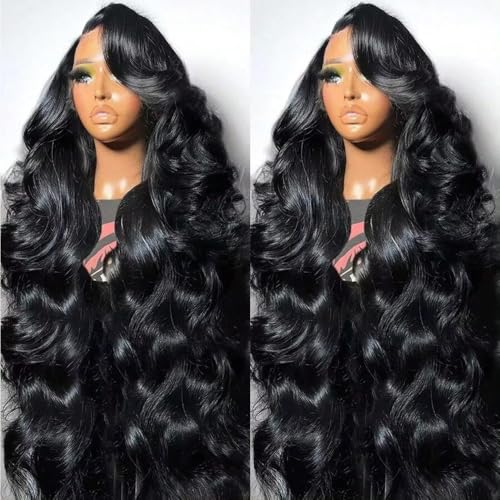 13x6 HD Lace Front Wigs Human Hair Body Wave Lace Front Wigs for Black Women Glueless Wigs Human Hair Pre Plucked with Baby Hair 200 Density Brazilian Human Hair Wig Natural Color 20 Inch
