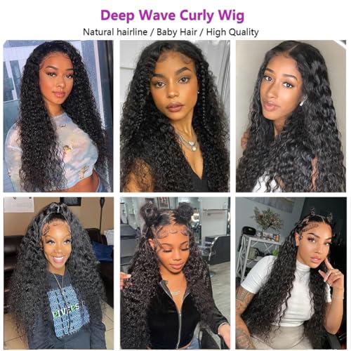 Durya Deep Wave Lace Front Wigs Human Hair Pre Plucked HD Transparent 13x4 Deep Wave Wig Lace Front Wigs for Women Deep Wave Human Hair Wig 220% Density 26 Inch