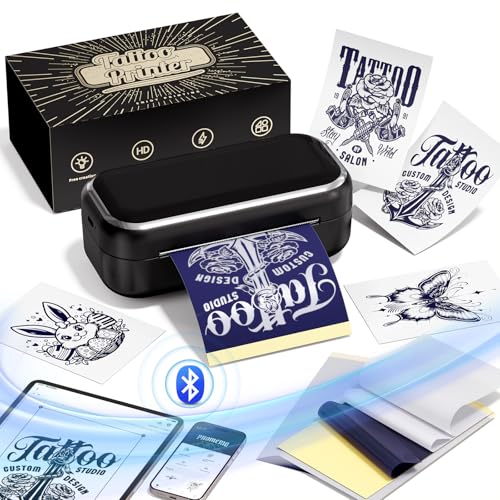 Memoqueen Tattoo Stencil Printers for Tattooing, TP31 Mini Tattoo Stencil Printer Machine for Gift to Enthusias, Beginners, Artists, with 30pcs Tattoo Transfer Paper, Compatible with iOS & Android