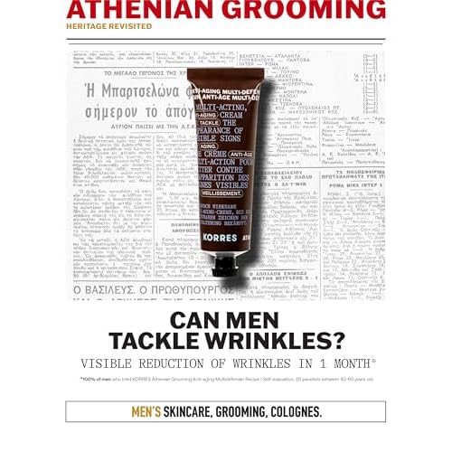 KORRES Athenian Grooming Anti-Ageing Face & Eye Cream with Achillea Millefolium & Baobab Leaf Extracts, Reduces Fine Lines, Smooths Wrinkles & Puffiness, Vegan, For Men, 1.69 fl oz, Stocking Stuffer