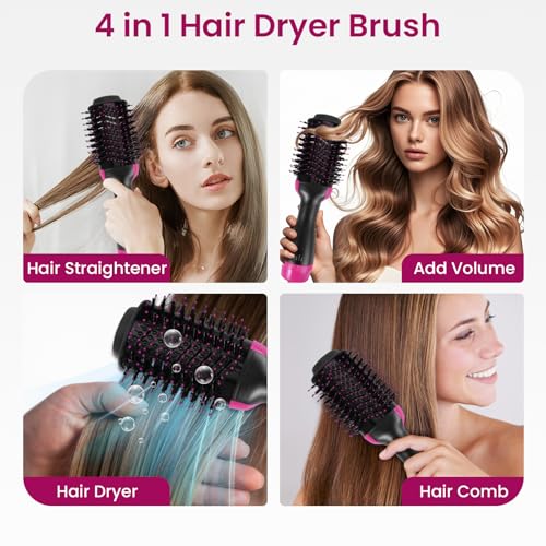 4-in-1 Hair Dryer Brush and Styler, Hot Air Blow Dryer, Volumizer with Ionic Technology (A)