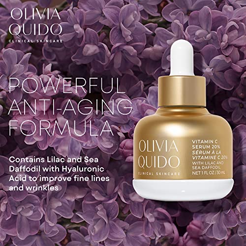 OLIVIA QUIDO Skincare Vitamin C Serum 20% with Lilac & Sea Daffodil 3.6oz | Hydrating, Skin-Brightening, & Anti-Aging | Vitamin C & Hyaluronic Acid Serum for the Face with Natural Botanicals