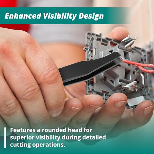 Excelta Precision Carbon Steel Tweezers, 70¡Æ Angulated Round Tip, Ideal for Soft Wire Cutting & Detailed Work, Epoxy Coating & Flame-Hardened Blades, 4.5" Length, Professional