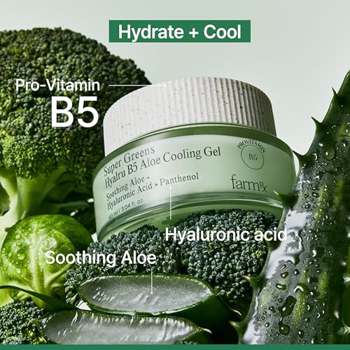 Farm Rx Super Greens Hyalru B5 Aloe Cooling Gel Cream (3fl oz) - Ultra-Lightweight Moisturizer, Plumping Hydration. Korean Skin Care. Hyaluronic Acid, Panthenol, Vegan.