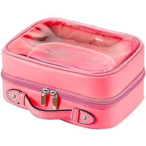 Veki Transparent Makeup Bag Travel Cosmetic Bags Case Waterproof Toiletries Bag Large Capacity Open Storage Bags Organizer With Zipper, Portable Make Up Organizer for Women and Girls