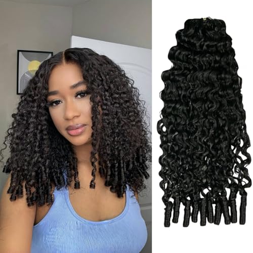 Feather Crochet Hair Extensions Lightweight Water Curly Pre Looped Crochet Human Hair Curly For Black Women Pre Separated Knotless Crochet Hair 18inch 120g