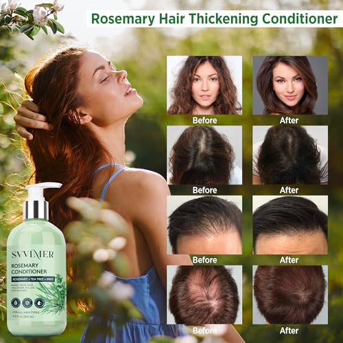 Svvimer Rosemary Hair Growth Conditioner: Thickening Moisturizing Product with Biotin for Women Men - for Damaged Dry Thinning Hair 11.8 fl.oz