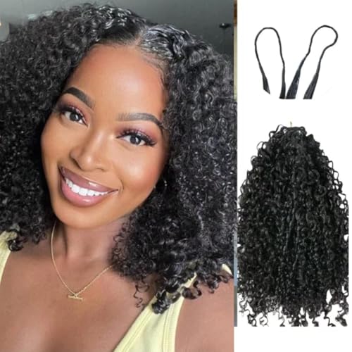 100% Human Hair Knotless Pre-Separated Crochet Hair Extensions Human Hair Afro Kinky Curly Feather Crochet Human Hair Extensions With String In The Middle For Braids 18inch 120g