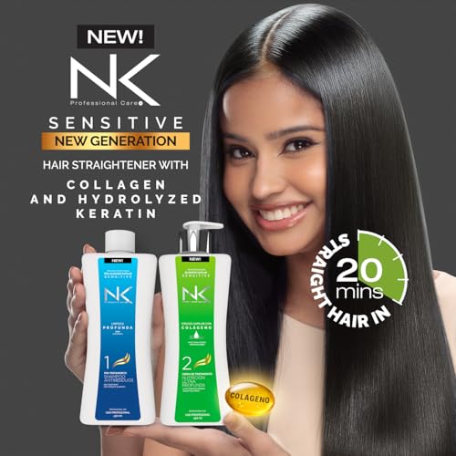 NK Keratin Sensitive Hair Straightener with Collagen, Hydrolyzed Keratin. (32oz)