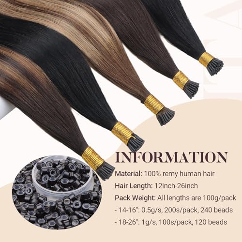 MAXITA I Tip Hair Extensions Human Hair,Natural Black 100g/50s 22 Inch, Comfortable Wear, 100% Remy Human Hair, Real Human Itip Keratin Hair Extensions