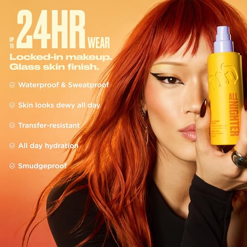 Urban Decay All Nighter Waterproof Makeup Setting Spray - Glass-Skin Glow Finish, Up to 24HR Wear, Ultra-Fine Facial Mist, Dewy Foundation Face Primer, Smudge-Proof, Transfer-Resistant, Niacinamide