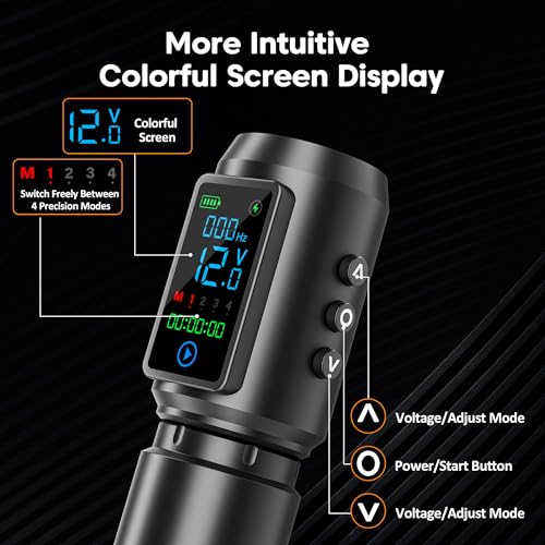 EMRICE Tattoo Gun Kit Wireless Tattoo Machine Pen Kit with 2Pcs 1600mAh Replaceable battery and 20 pcs Tattoo Cartridge Needles, 10 Ink Colors for Complete Tattoo Machine kit Supplies for Beginners