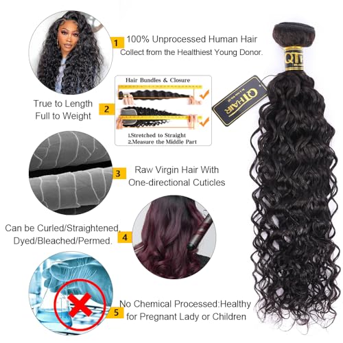 QTHAIR Water Wave Human Hair Bundles (Natural Black,20" 22" 24") Burmese Curly 16A 100% Unprocessed Brazilian Virgin Human Hair Weave Wet and Wavy Bundles