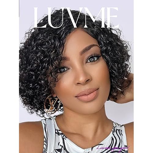 LUVME HAIR 10'' Glueless HD Curly Wig Human Hair Pre Cut Lace Wig, Real HD Lace Short Curly Bob Wigs 180 Density Human Hair Pre Plucked Bleached Knots Pre Cut