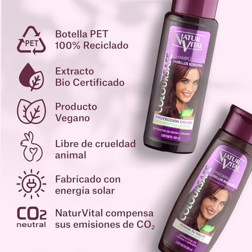 NaturVital Burgundy for Red Hair Refresher Coloursafe Hair Mask 300 ml. No Parabens,Organic Certified Extract