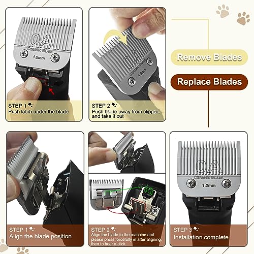 5 Sets Combination Professional Detachable Replacement Ceramic Blades. Compatible with Oster Classic 76/Power Pro/Power-Teq/Star-Teq Clipper. Compatible with Ainds Clippers. (0.5~9.5mm).