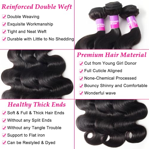 12A Human Hair Bundles 100g Body Wave Bundles Human Hair Extensions 18 Inch Brazilian Virgin Body Wave 1 Piece Deal Unprocessed Brazilian Quick Weave Extensions Natural Black