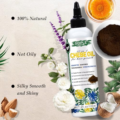 WOZUTUNT 4 FL OZ Natural Chebe Hair Oil for Hair Growth, Moisturizer for Scalp, for All Hair Types
