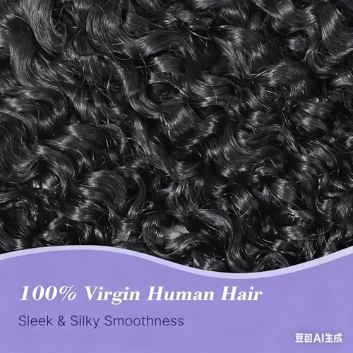 Half Wig Human Hair Deep Wave Glueless Wigs Human Hair Curly Half Wig 200% Density Drawstring Seamless Flip Over Half Wigs for Women Invisible Hairline Beginner Friendly Headband Wig 20 Inch