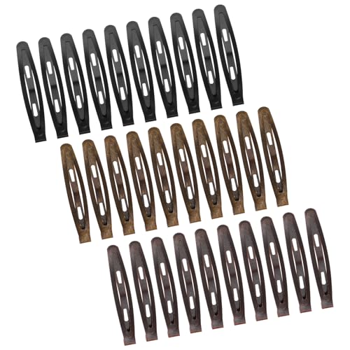 30Pcs Metal Snap Hair Clips for Women, 2.4" Brown Long Barrettes, Small Hairpin for Thick and Thin Fine Hair