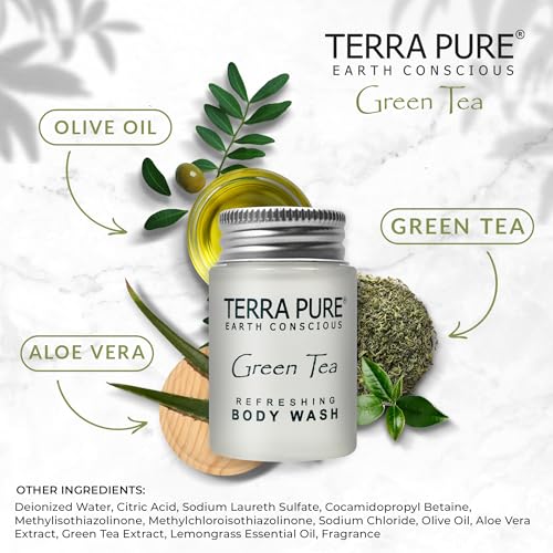 Terra Pure Green Tea Body Wash, 1 oz. In Jam Jar With Organic Honey And Aloe Vera (Case of 300)