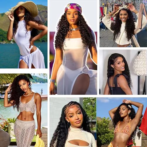Deep Wave Lace Front Wigs Human Hair 13x4 Deep Lace Frontal Wigs for Women HD Lace 200 Density Wet and Wavy Kinky Curly Lace Front Wig Glueless Wig Pre Plucked with Baby Hair 20 Inch