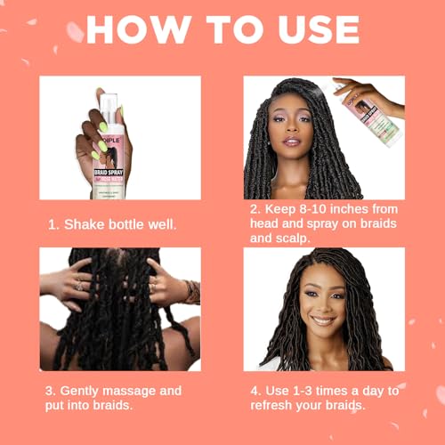 6.8 fl oz Braid Spray Rose Mint for Dreads, Dreadlocks, Locks Spray Rose Water for Itchy Scalp, Shine & Lightweight for Dull Hair Twists, Cornrows, Box Braids Moisturizer
