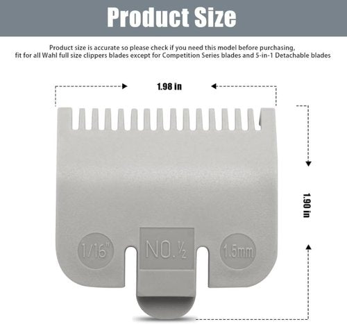 Replacement for Wahl Professional Color Coded Clipper Guide Comb Attachment #1/2, 1/16", 1.5mm(2 pack)