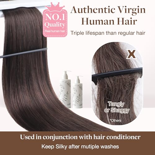 GOO GOO Sew in Hair Extensions Real Human Hair, Weft Hair Extensions Human Hair, 1B Natural black 22inch 110g, Weft Bundles Straight Silky Remy Hair