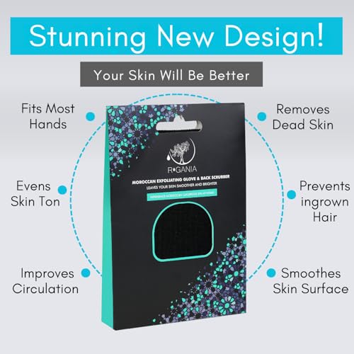 R'GANIA Deep Exfoliating Glove & Back Exfoliator ? 100% Viscose. Korean Exfoliating Mitt for Removing Dead Skin, Keratosis Pilaris & Self-Tan ? Full Body Exfoliator for Smooth, Glowing Skin