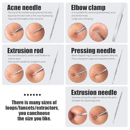 Pimple Popper Tool Kit Blackhead Remover Comedone Extractor Kit with Metal Case for Facial and Nose Quick and Easy Removal of Pimples, Blackheads, Zit - Acne Tools