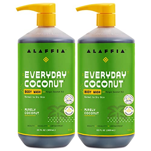 Alaffia Body Wash, Everyday Coconut, 2-Pack ? Moisturizing Soap with Nourishing Coffee Berry Extract & Coconut Water, Vegan & Cruelty-Free, 32 Oz Ea