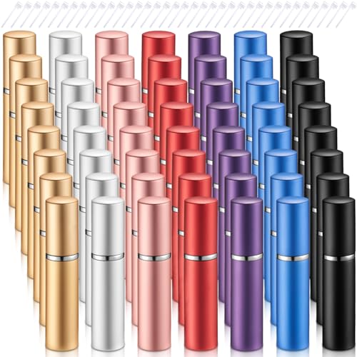 Zonon 56 Pieces Refillable Perfume Atomizer Mini Refillable Spray Perfume Bottle Portable with 56 Pieces Refill Pump Dispenser Pump Transfer Tool for Outgoing(Colorful,10ml)