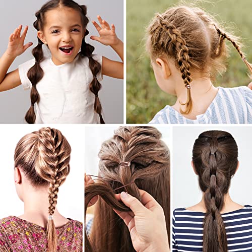 Funtopia Mini Hair Ties, 2500Pcs Soft Hair Rubber Bands and Elastics for Girls Women with Organizer Box (Black, Clear, Brown, Dark Brown)