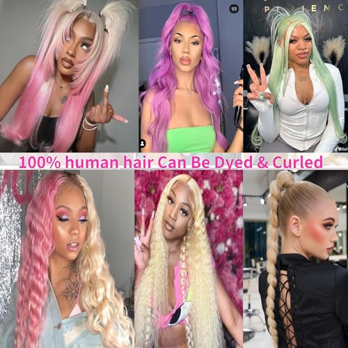 613 13x6 Lace Front Wig Human Hair 200 Density Blonde Wig Human Hair 613 HD Lace Frontal Wigs Human Hair Pre Plucked 613 HD Lace Frontal Wig Straight Glueless(32 Inch)