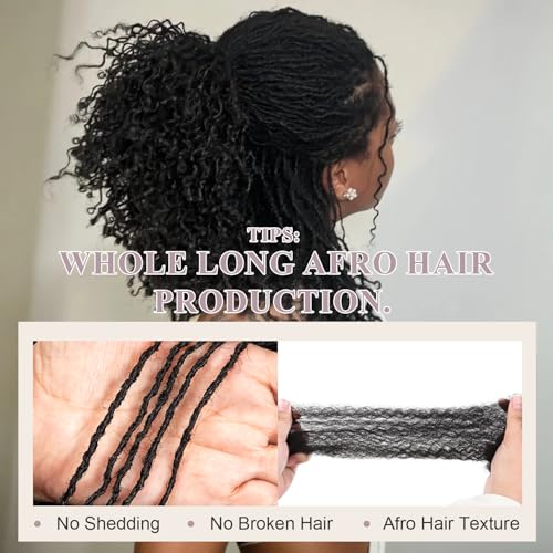 Originea Micro Locs Extesnions Human Hair 0.1cm Thickness Sisterlocks Curly Tips, Full Handmade Interlocking Permanent Soft Dreadlock Extensions Natural Looking Locs(1B# 0.1cm, 8 Inch 200 Strands)