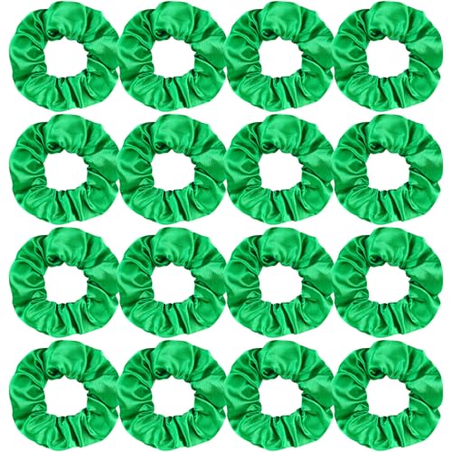 16 Pcs Satin Green Scrunchies Bridesmaid Proposal Gifts Hair Ties Scrunchies for Women Girls Bachelorette Party Favors (green)