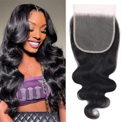 5x5 Transparent HD Lace Closure Human Hair Body Wave Human Hair Closure Invisible Swiss HD Lace Closure Pre-plucked Natural Black (5x5 lace closure, 16inch)