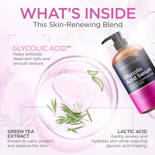 Glycolic Acid Serum for Face 15% - Extra Large Size (8 Oz) - Advanced Formula to Support Skin Radiance, Addressing Uneven Tone & Fine Lines