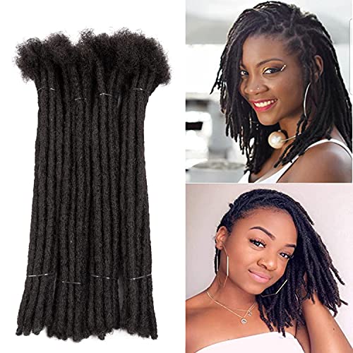 Dreadlocks Extensions 100% Remy Human Hair 12 Inch 40 Strands 0.6 cm Width Permanent Full Handmade Locs Natutal Black Color Can be Dyed and Bleached (12 Inch, 40 Strands)