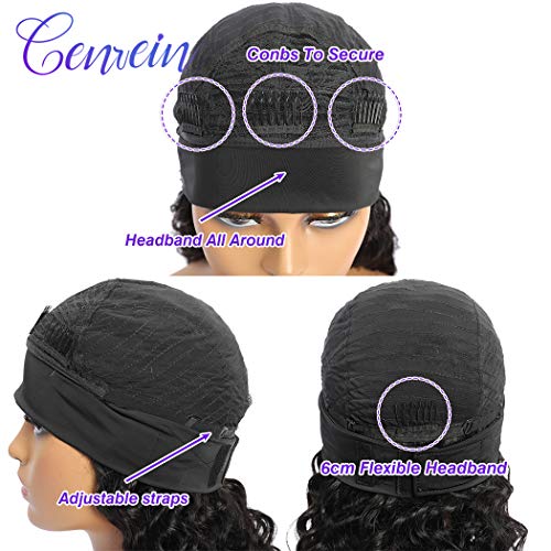 Brazilian Straight Human Hair Headband Wigs for Black Women Glueless None Lace Front Virgin Straight Human Hair Wigs 150% Density Natural Color 16 Inch