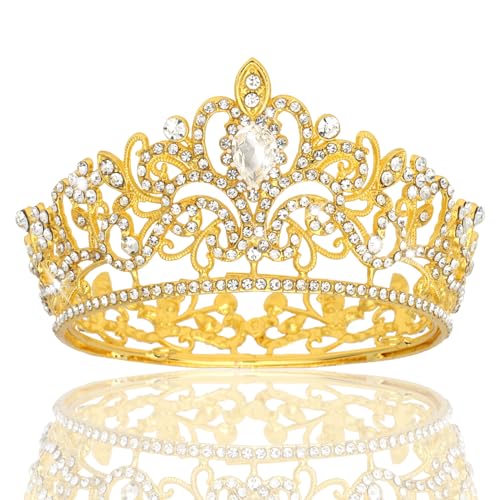Wecoe Small Crown Tiara for Flower Bouquets - Mini Birthday Crown, Cake Decorations, Wedding Hair Accessories, Ornaments, Gifts