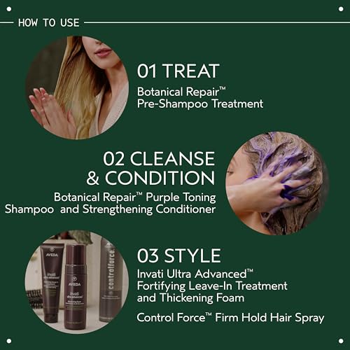 Aveda Botanical Repair Purple Toning Shampoo | For Blonde, Silver, Grey Hair | Reduces Brassy Tones | Silicone Free | 96% Naturally Derived*, 6.7 fl oz
