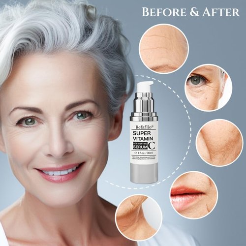 Super Vitamin C Serum for Women over 70, Wrinkle Cream for Face, Anti Aging Cream, Hydrates, Softens, Lifts and Firms Super Vitamin C Serum (60ml, Orange)