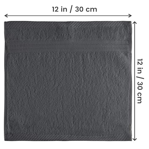 Utopia Towels 12 Pack Premium Wash Cloths Set, 12 by 12 Inches, 100% Cotton Ring Spun, Highly Absorbent and Soft Feel Washcloths for Bathroom, Spa, Gym, and Face, Grey