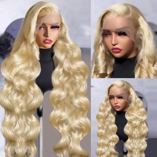 30 Inch 13x6 613 Lace Front Wig Human Hair Body Wave Blonde Lace Front Wigs Human Hair Pre-Plucked Bleached 200% Density 613 Hd Lace Frontal Wigs for Women