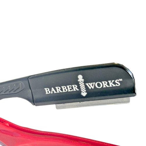 Professional Razor Holder – Ultra 3mm Exposed straight razor holder, short and long blades capable safe clip system (Red)