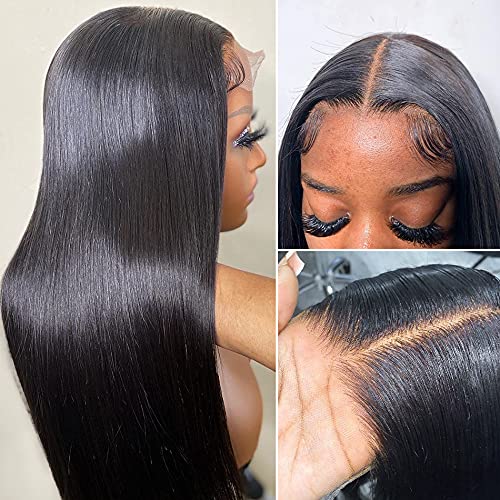 4X4 hd Lace Closure Human Hair Free Part Straight Brazilian Virgin Hair 4X4 HD Transparent Lace Closure Pre Plucked With Baby Hair Natural Color 130% Density 12 Inch Human Hair Closure for Black Women