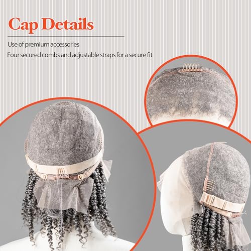 Micro Boho Natural Deep Curly Wave Box Braided Wig - Knotless Braided Wigs - Curly Hair Wig with Natural Baby Hair - Full Lace 360 Wig Korea beauty fiber (#1B118 Off Black and Burgundy, 24¡±)