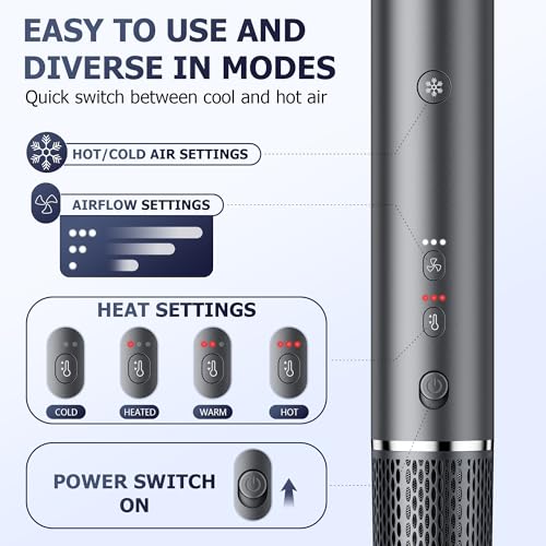 6-in-1 Ionic Hot Air Styler, Powerful High Speed Hair Dryer Brush, Auto Wrap Curler for Fast Drying, Volumizing&Straightening for Multi Styler, Cool Shot Button-No Heat Damage,Gift for All Hair-Travel